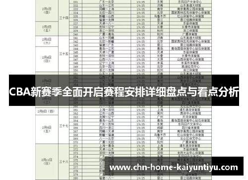 CBA新赛季全面开启赛程安排详细盘点与看点分析
